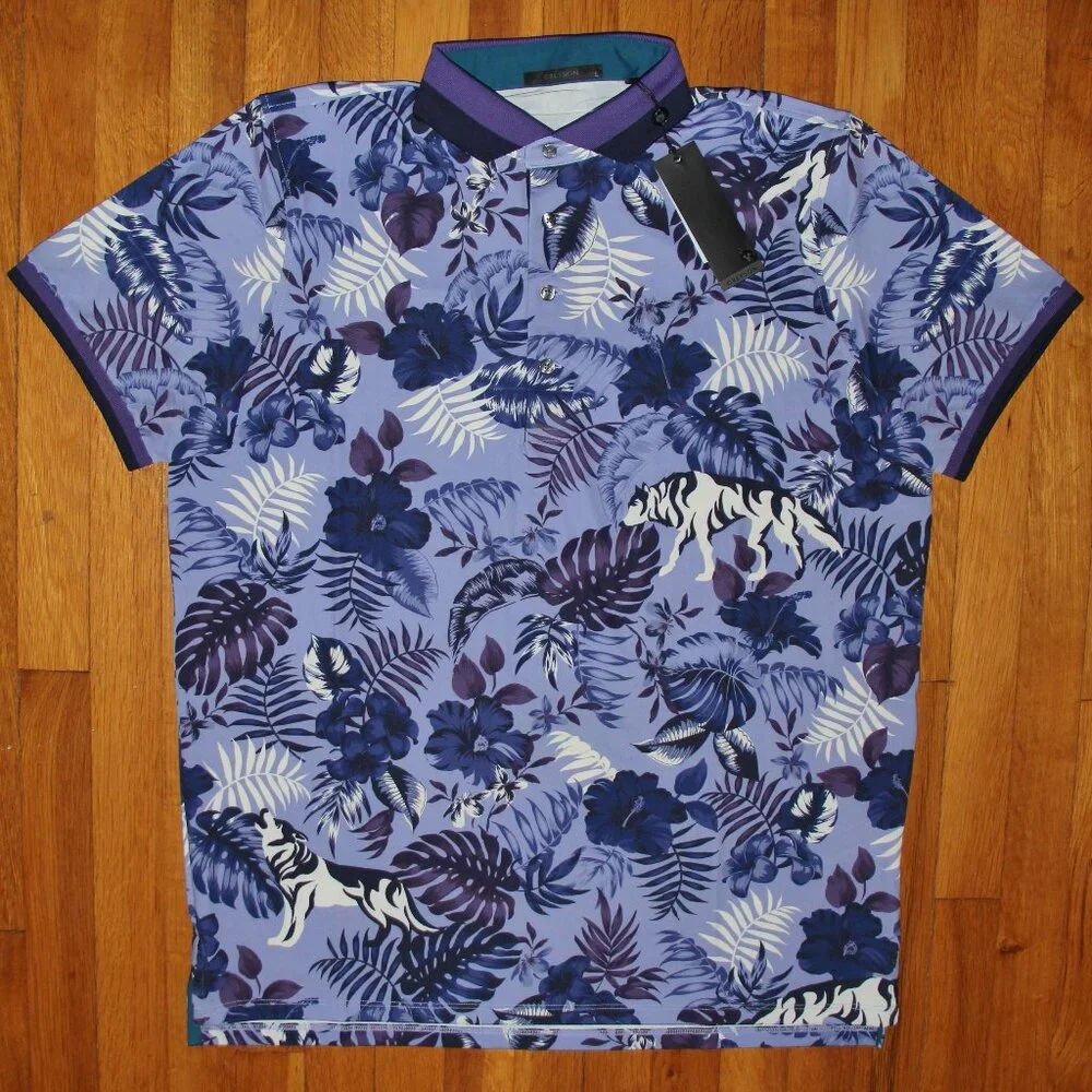 Greyson Floral Wolf Jungle Golf Polo Mens L XXL - Picture 2 of 6